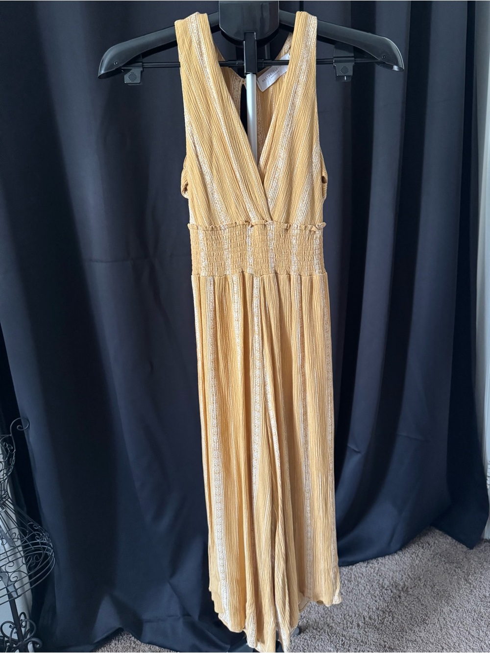 Yellow V-neck gaucho style one piece
